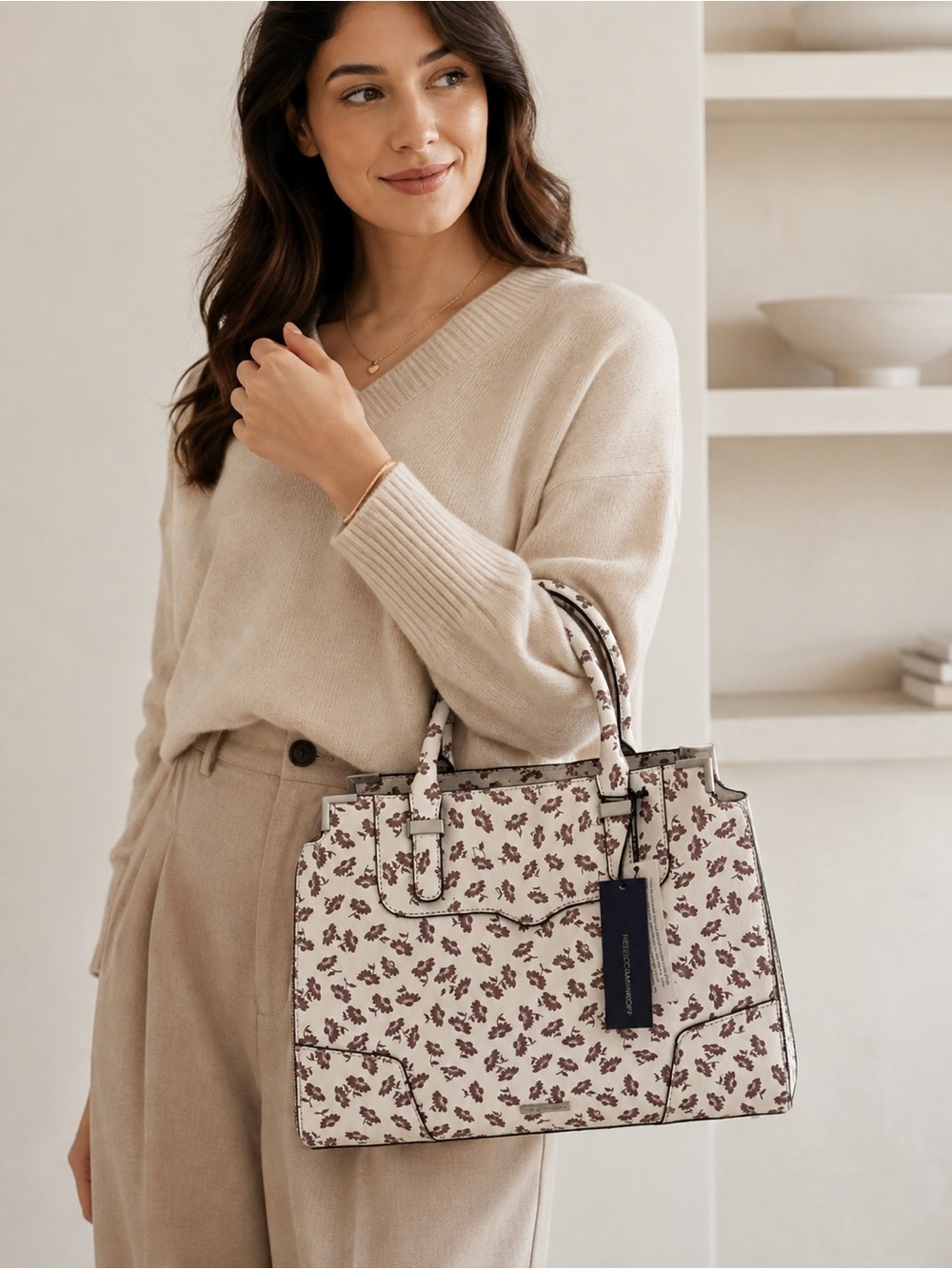 Rebecca Minkoff Large Amorous Satchel Berry Smoothie Nubuck Leather Shoulder Bag